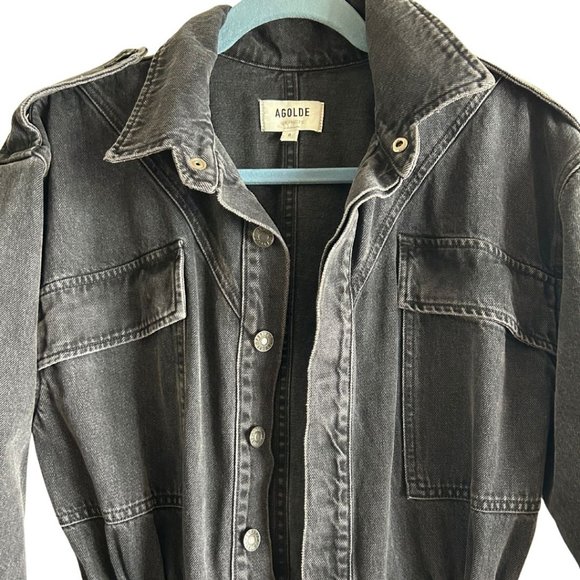 Agolde Vianka Denim Utility Button Up Jumpsuit Long Sleeve Size 6 Photogram - Picture 6 of 8